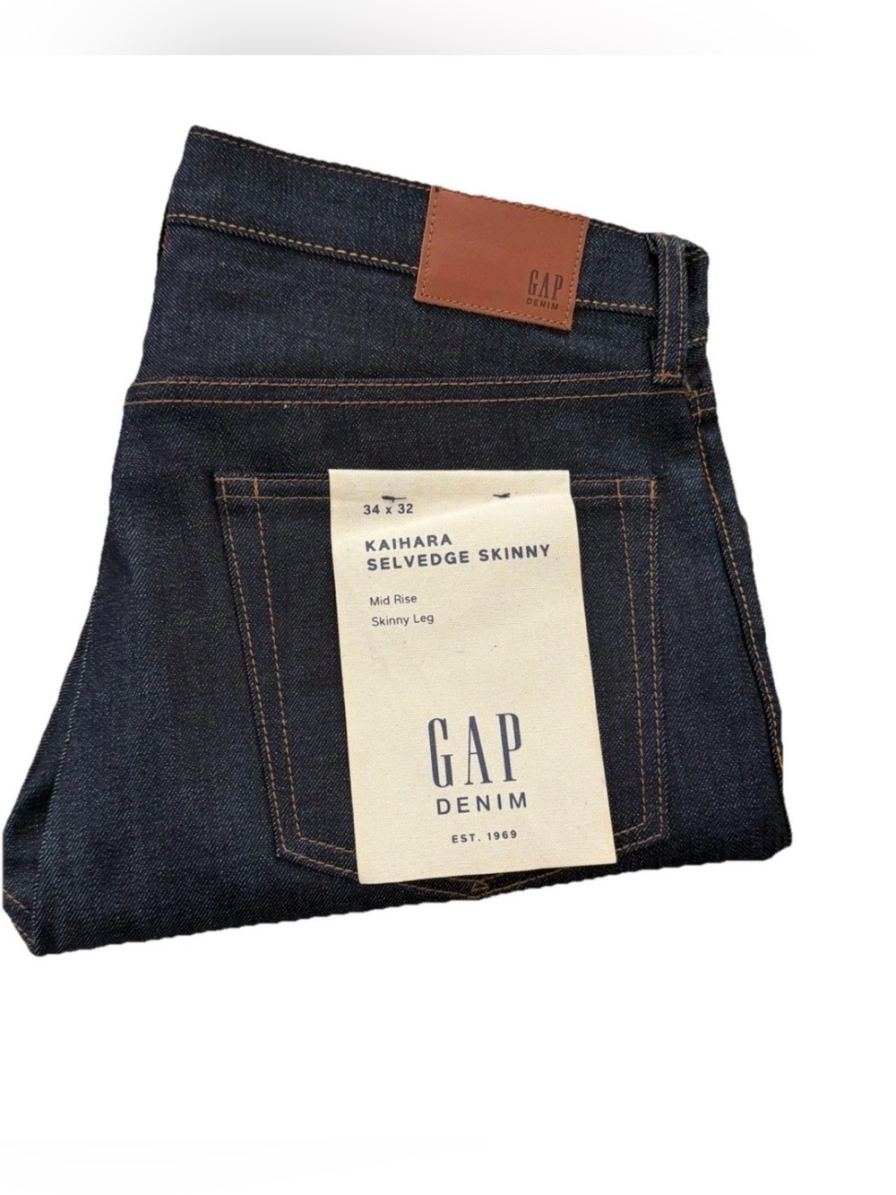 New Men 1969 Gap Denim Kaihara Selvedge Skinny 34x32 Dead Stock
